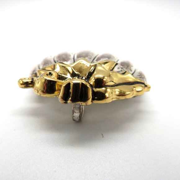 Vintage Best Brooch Pendant 2" Pumpkin Shaped Silver Gold Tone Vintage - Picture 5 of 11